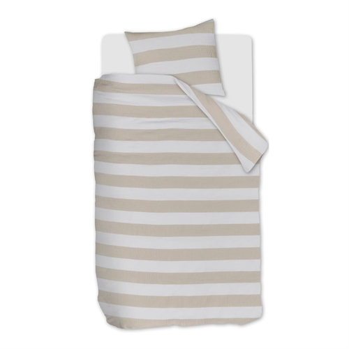 Randigt sengetøy 140x220 cm - Sengesett i 100% mjuk musselinbomull - Striped Sand - Riviéra Maison sängkläder