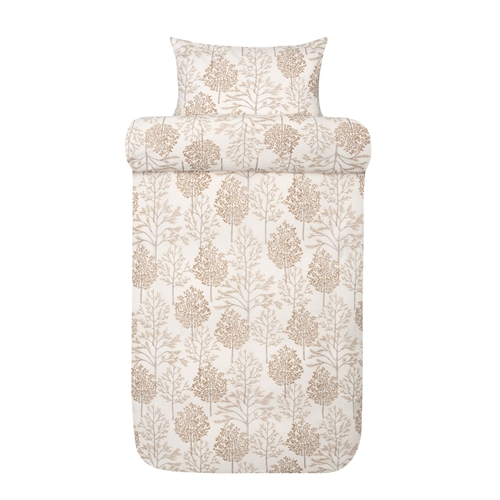 Sengetøy av flanell 140x200 cm - Hvitt sengesett med brune trær - 100% bomulls flanell - Thea Høie of Scandinavia sengetøy