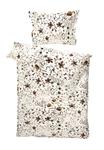 Turiform sängkläder - 140x200 cm - Tilde Beige - Blommiga sängkläder - 100% bomull satin bäddset
