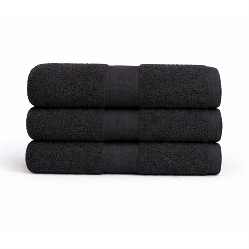 Bomullshandduk - 100% bomull - 50x100 cm - Diamant - Svart