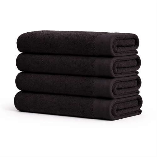 Bomullshandduk - 100% bomull - Badlakan 100x150 cm - Vallmo - Svart