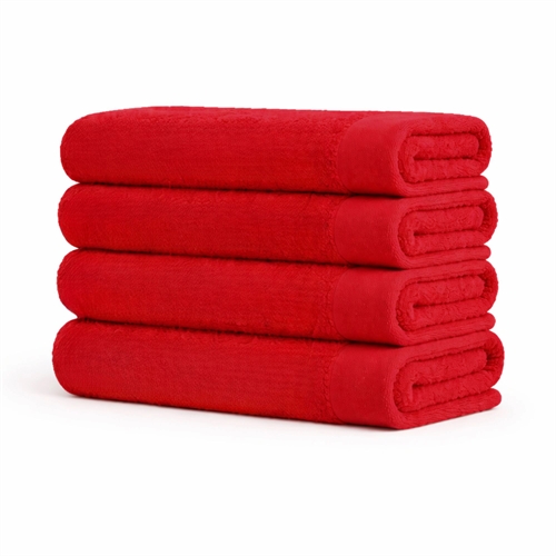 Bomullshandduk - 100% bomull - Badlakan 100x150 cm - Vallmo - Röd