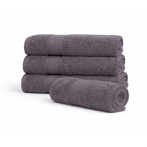 Egyptisk bomulls handduk - 100 % egyptisk bomull - 50x100 cm - Orkidé - Antracitgrå