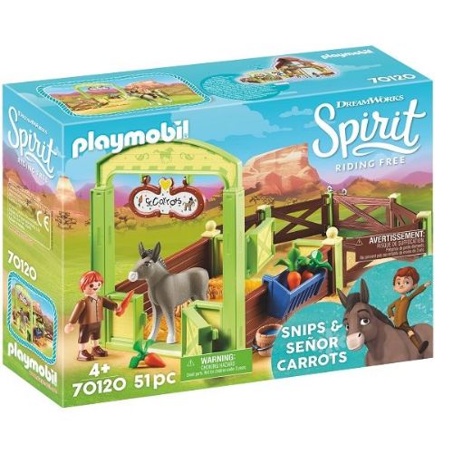 Køb PLAYMOBIL Spirit Snips og Señor Carrots med hestestald billigt på HOME-TEX!