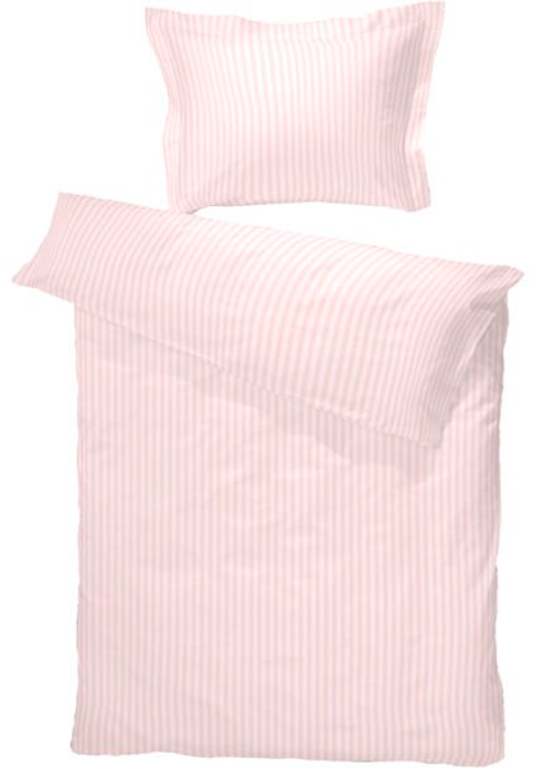 Ljusrosa sängkläder - 100% egyptisk bomullssatin - Baby påslakanset 70x100 cm - Turistripa - Smala ränder