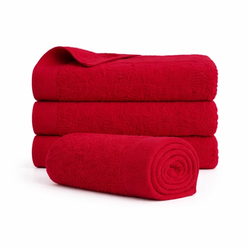 Bomullshandduk - 100% bomull - 50x100 cm - Valmue - Röd